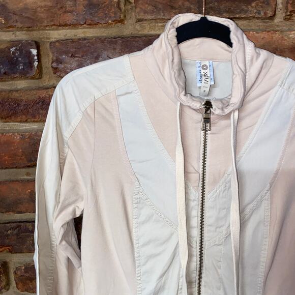 XCVI Beige Cream Color Block Full Zip Lightweight Jacket Women's Size Small - Picture 2 of 6